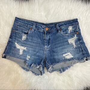 Blank NYC The Fulton Denim Shorts Distressed Medium Wash Women's 27